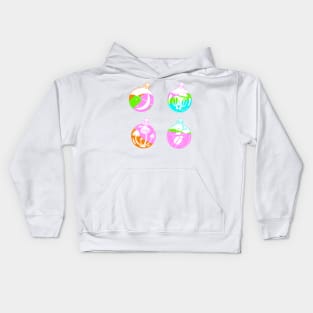 4 potion viles with a moon, cat skull, mushrooms and a scarabey inside cute gift Kids Hoodie